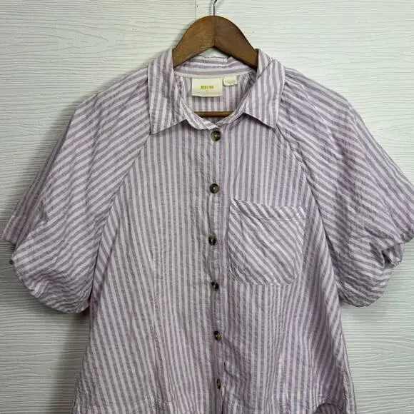 Anthropologie Maeve Lilac Striped Blouse - Picture 3 of 9